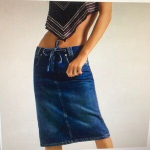 FP-WE THE FREE/“STELLA”NOVA BLUE COLUMN MIDI SKIRT